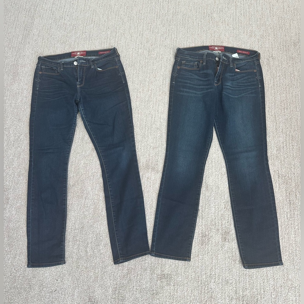 Two pair Lucky Brand Sofia Skinny Jeans sz 6 ankle length - good worn condition